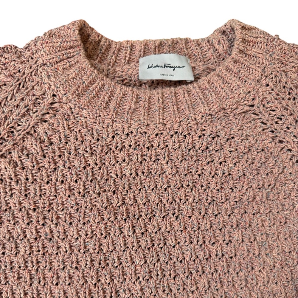Salvatore Ferragamo crochet knit crew neck sweater